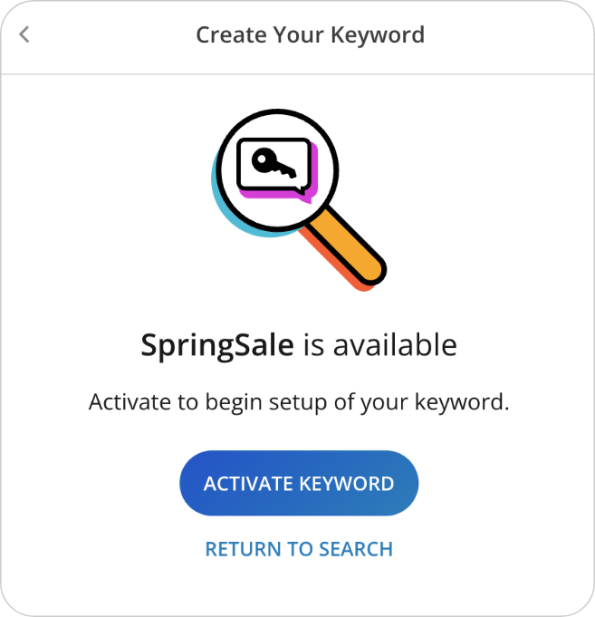 Keyword is available for text campaign