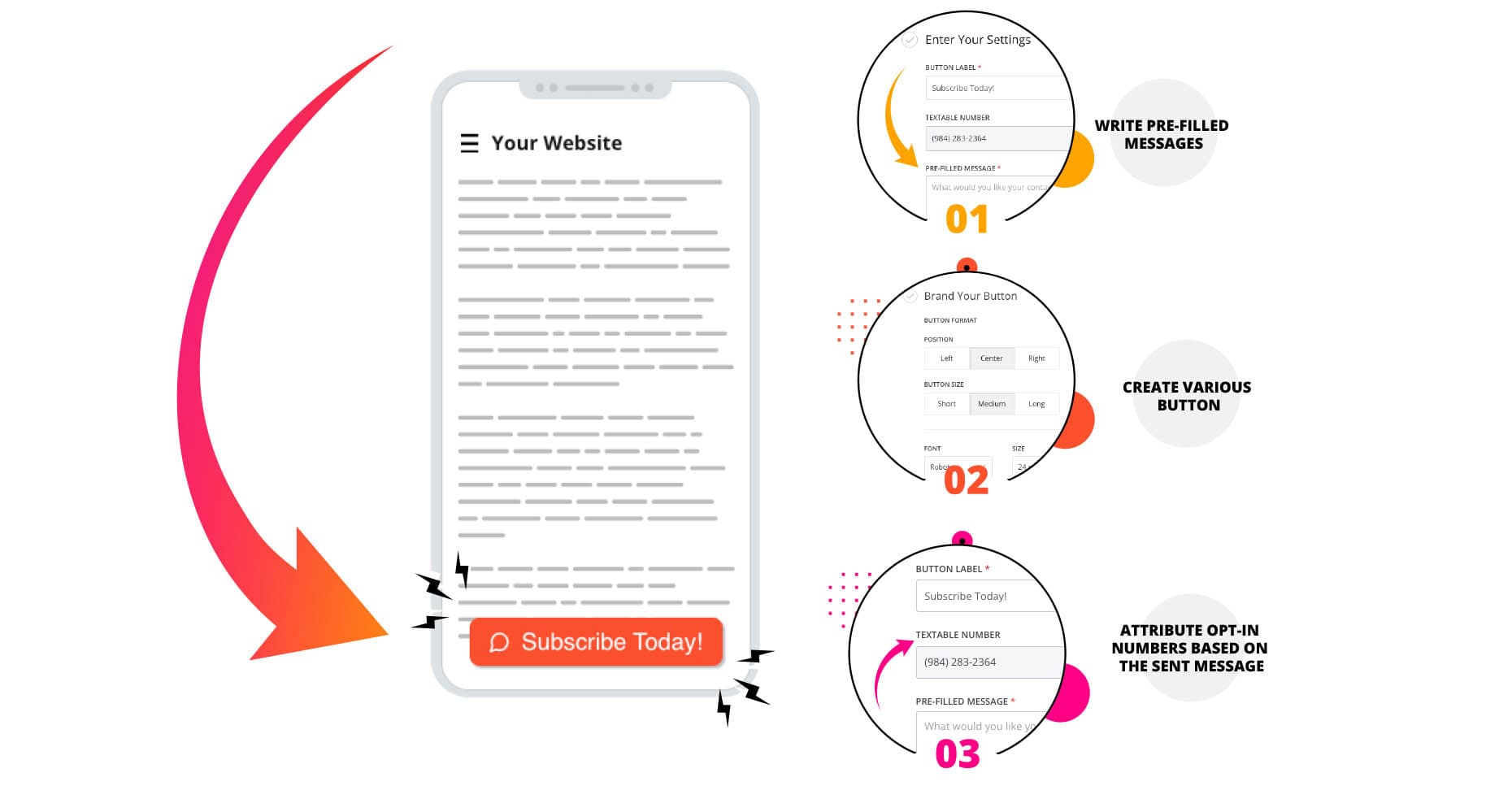 click to text button in app