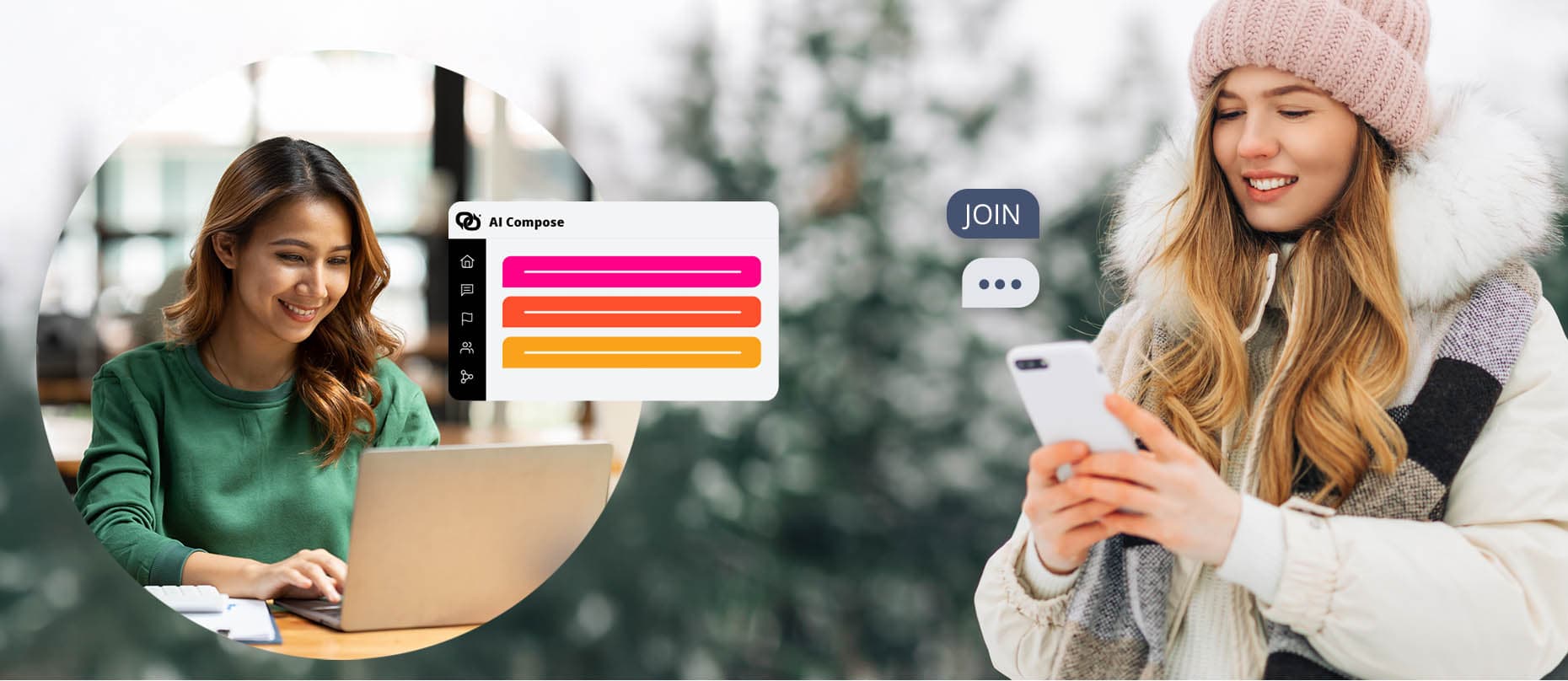 Welcome message. AI compose welcome message.