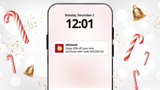 Illustration of a jingle bells and SMS alerts scene