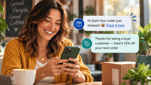 Ecommerce SMS order and shipping notifications on a phone