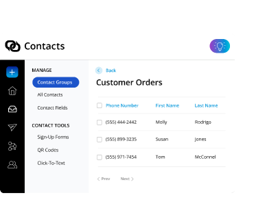 Contact list management for mass texting
