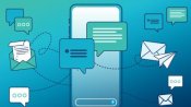 Smartphone surrounded by app icons and chat bubbles
